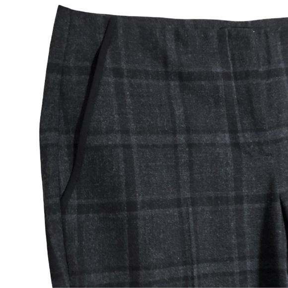 Theory Indra C Grey Plaid Cuff Ankle Slim Straight Leg Wool Blend Pant 6 - Picture 3 of 12